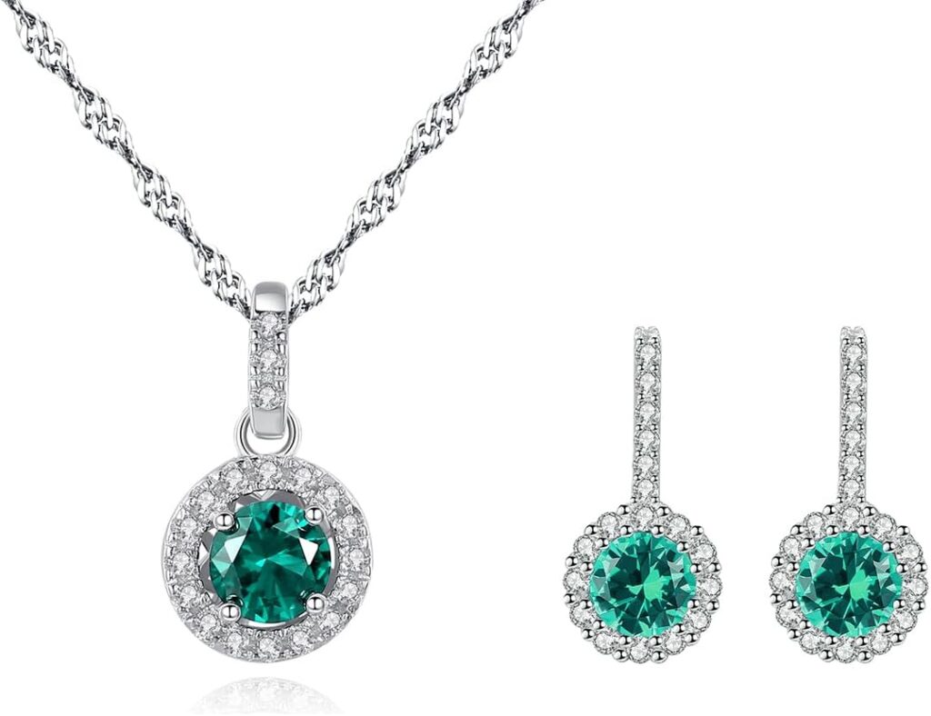 925 Sterling Silver European Bridal Designer Dainty Jewelry Set, Pendant Necklace and Earrings with Elegant Box